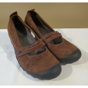 Women's Plaza Bandeau Cherry Oak Leather Mary Jane Slip Ons, Size 7.5